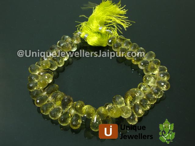 Lemon Quartz Faceted Drop Beads